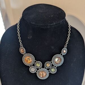 Elegant Premier Designs 'Chiffon' Silver and Multicolor Statement Necklace